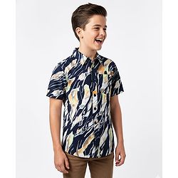 Pine Kids Viscose Woven Half Sleeves Abstract Printed Shirt - Multicolour