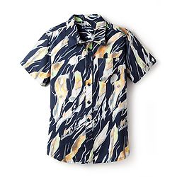 Pine Kids Viscose Woven Half Sleeves Abstract Printed Shirt - Multicolour