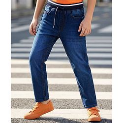 Pine Kids Denim Woven Full Length Washed Jeans - Navy Blue