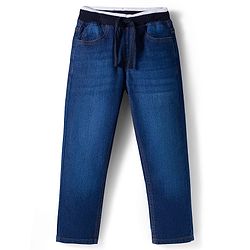Pine Kids Denim Woven Full Length Washed Jeans - Navy Blue