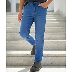 Pine Kids Denim Woven Full Length Washed Jeans - Blue