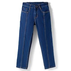 Pine Kids Denim Woven Full Length Washed Jeans - Navy Blue