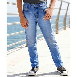 Pine Kids Denim Woven Full Length Washed Jeans - Navy Blue