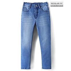 Pine Kids Denim Woven Full Length Washed Jeans - Navy Blue
