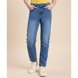 Pine Kids Denim Woven Full Length Washed Jeans - Navy Blue