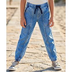 Pine Kids Denim Woven Full Length Washed Jeans - Light Blue