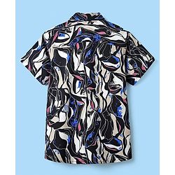 Pine Kids Viscose Woven Half Sleeves Abstract Printed Shirt With Sleeveless Tank T-Shirt With Text Print - Multicolour