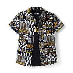 Pine Kids Viscose Woven Half Sleeves Printed Shirt With T-Shirt - Multicolour