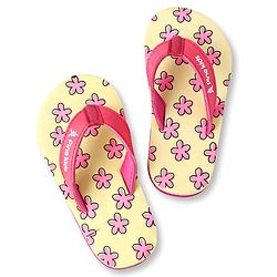 Pine Kids Slip On Flip Flops with Floral Print - Pink & Yellow