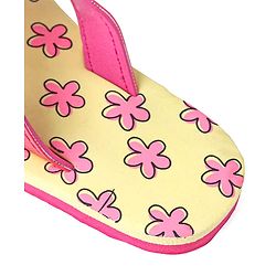 Pine Kids Slip On Flip Flops with Floral Print - Pink & Yellow