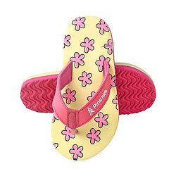 Pine Kids Slip On Flip Flops with Floral Print - Pink & Yellow