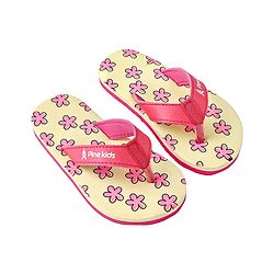 Pine Kids Slip On Flip Flops with Floral Print - Pink & Yellow