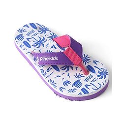Pine Kids Slip Ons Flip Flops with Beach Theme Print - Blue