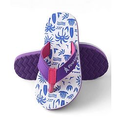 Pine Kids Slip Ons Flip Flops with Beach Theme Print - Blue