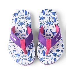 Pine Kids Slip Ons Flip Flops with Beach Theme Print - Blue