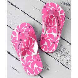 Pine Kids Slip Ons Flip Flops with Floral Print - Pink