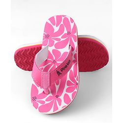 Pine Kids Slip Ons Flip Flops with Floral Print - Pink