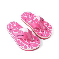 Pine Kids Slip Ons Flip Flops with Floral Print - Pink