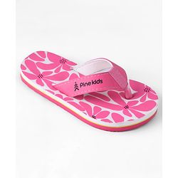Pine Kids Slip Ons Flip Flops with Floral Print - Pink