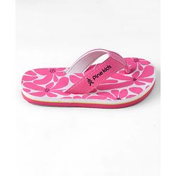 Pine Kids Slip Ons Flip Flops with Floral Print - Pink