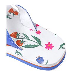 Pine Kids Slip On Flip Flops with Floral Print - White & Blue