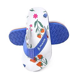 Pine Kids Slip On Flip Flops with Floral Print - White & Blue