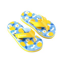 Pine Kids Slip On Flip Flops With Fruit & Floral Print - Yellow & Blue