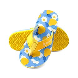 Pine Kids Slip On Flip Flops With Fruit & Floral Print - Yellow & Blue