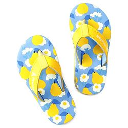 Pine Kids Slip On Flip Flops With Fruit & Floral Print - Yellow & Blue