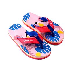 Pine Kids Slip On Flip Flops With Leaf Print - Pink & Blue