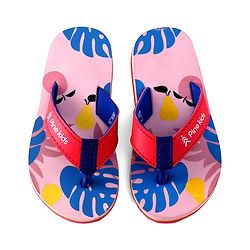 Pine Kids Slip On Flip Flops With Leaf Print - Pink & Blue