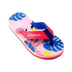 Pine Kids Slip On Flip Flops With Leaf Print - Pink & Blue