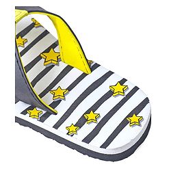 Pine Kids Slip On Flip Flops With Stripes & Star Print - Black & White