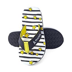 Pine Kids Slip On Flip Flops With Stripes & Star Print - Black & White