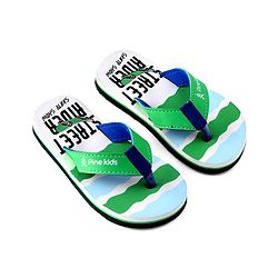 Pine Kids Slip On Flip Flops With Skateboarding Print - Green