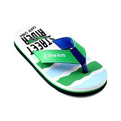 Pine Kids Slip On Flip Flops With Skateboarding Print - Green