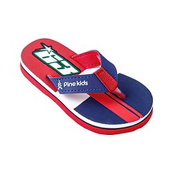 Pine Kids Slip On Flip Flops With Number Print - Red & Blue