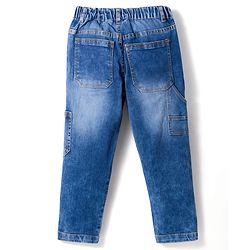 Pine Kids Denim Woven Full Length Washed Jeans with Pockets - Navy Blue