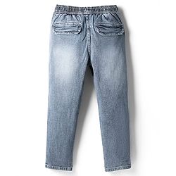 Pine Kids Denim Woven Full Length Washed Jeans with Football Text Print - Light Blue