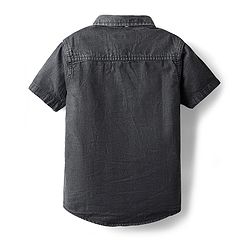 Pine Kids Cotton Woven Front Open Half Sleeves Hooded Shirt With Text Print - Black