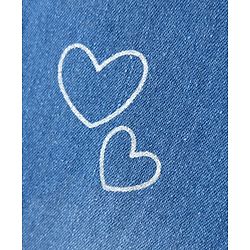 Pine Kids Denim Woven Full Length Washed Jeans With Heart Print - Blue