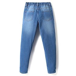 Pine Kids Denim Woven Full Length Washed Jeans With Heart Print - Blue