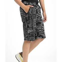 Pine Kids Woven Mid Calf Printed Washed Denim Jeans - Black