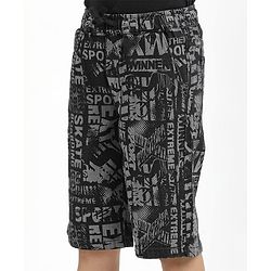 Pine Kids Woven Mid Calf Printed Washed Denim Jeans - Black