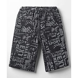 Pine Kids Woven Mid Calf Printed Washed Denim Jeans - Black