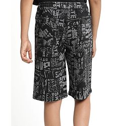 Pine Kids Woven Mid Calf Printed Washed Denim Jeans - Black