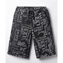 Pine Kids Woven Mid Calf Printed Washed Denim Jeans - Black