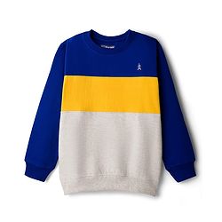 Pine Kids Cotton Knit Full Sleeves Solid Color Pullover Cut & Sew Sweatshirt - Blue & Grey