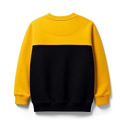 Pine Kids Cotton Knit Full Sleeves Solid Color Pullover Cut & Sew Sweatshirt - Yellow & Black