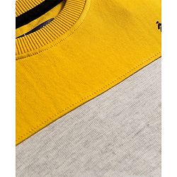 Pine Kids Cotton Knit Full Sleeves Solid Color Pullover Cut & Sew Sweatshirt - Yellow & Black